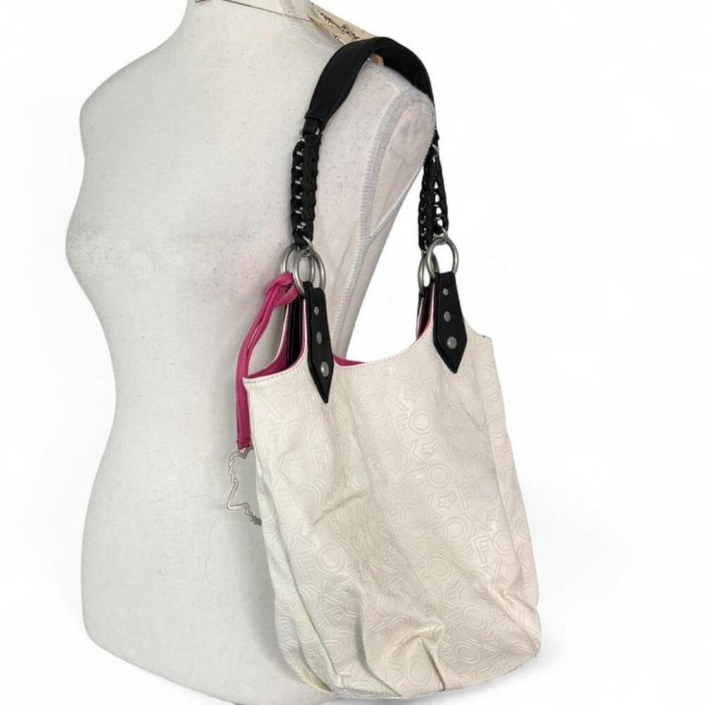 Fox Racing white and pink vintage 2000s leather with fox chain purse Y2K grunge - Picture 7 of 8